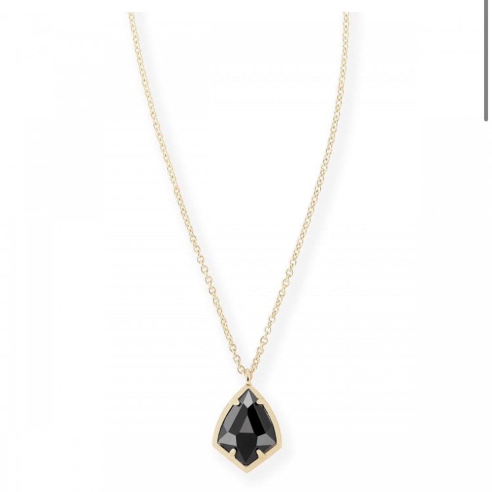 Cory Gold Pendant Necklace in Black